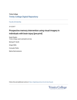 Prospective Memory Intervention Using Visual Imagery in Individuals with Brain Injury [Pre-Print]