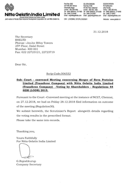 GELATIN DIVISION OSSEIN DIVISION 54/1446 SBT Avenue Post Box 3109 P0 Kathikudam Panampilly Nagar P0 Into Park, Kakkanad ‘ (Via) Koratty