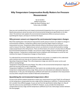 Why Temperature Compensation Really Matters for Pressure Measurement