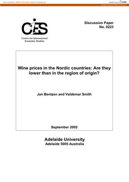 Adelaide University Wine Prices in the Nordic Countries