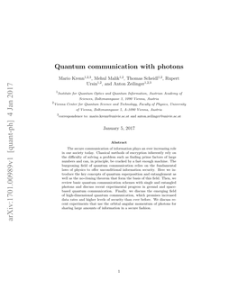 Quantum Communication with Photons