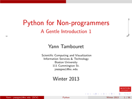 Python for Non-Programmers a Gentle Introduction 1