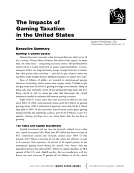 The Impacts of Gaming Taxation in the United States