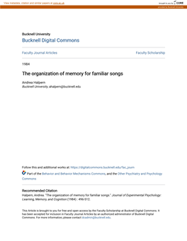 The Organization of Memory for Familiar Songs