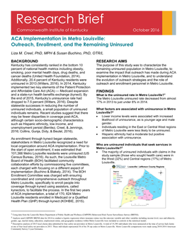 Research Brief Commonwealth Institute of Kentucky October 2016