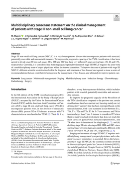 Multidisciplinary Consensus Statement on the Clinical Management of Patients with Stage III Non‑Small Cell Lung Cancer