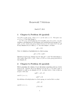 Homework 7 Solutions 1 Chapter 9, Problem 10