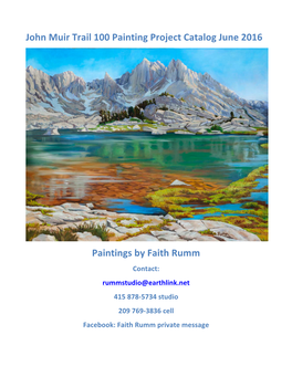 John Muir Trail 100 Painting Project Catalog June 2016 Paintings By