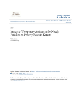 Impact of Temporary Assistance for Needy Families on Poverty Rates in Kansas Carla Green Walden University