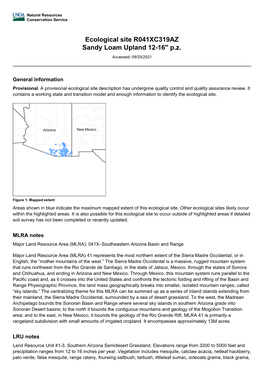 Ecological Site R041XC319AZ Sandy Loam Upland 12-16