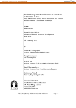 Baseline Survey of the School Scenario in Some States In