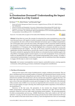 Understanding the Impact of Tourism in a City Context