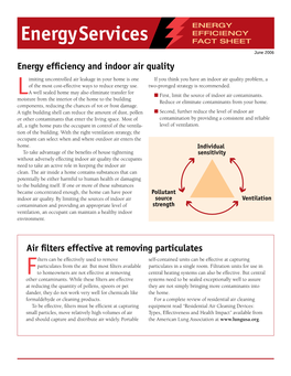 Energy Efficiency and Indoor Air Quality