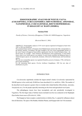 Zoogeographic Analysis of Weevils' Fauna