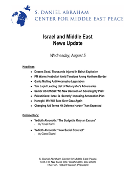 Israel and Middle East News Update