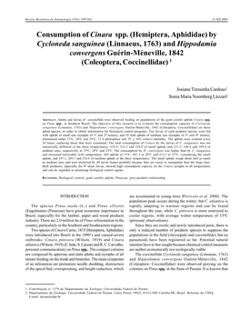 (Hemiptera, Aphididae) by Cycloneda Sanguinea (Linnaeus, 1763) and Hippodamia Convergens Guérin-Méneville, 1842 (Coleoptera, Coccinellidae) 1