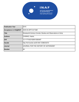 2015 Publication Year 2020-04-28T10:47:58Z Acceptance in OA@INAF Nineteenth-Century Comets: Studies and Observations in Sicily T