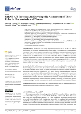 Hnrnp A/B Proteins: an Encyclopedic Assessment of Their Roles in Homeostasis and Disease