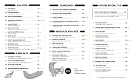 House Specialties Noodles and Rice Pancakes Dim Sum