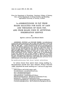 5A-ANDROSTENONE in FAT from BOARS SELECTED for RATE OF