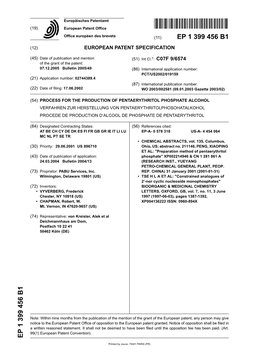 Process for the Production of Pentaerythritol