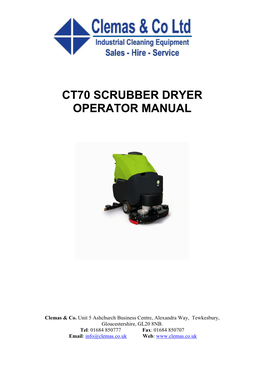 Ct70 Scrubber Dryer Operator Manual