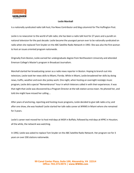 Leslie Marshall Is a Nationally Syndicated Radio Talk Host, Fox News Contributor and Blog Columnist for the Huffington Post