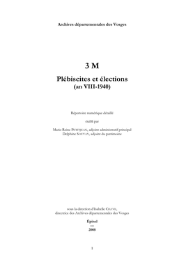 Plébiscites Et Élections