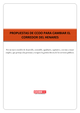 Propuestas De Ccoo Para Cambiar El Corredor Del Henares