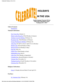 Celebrate! Holidays in the U.S.A