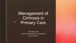 Management of Cirrhosis in Primary Care