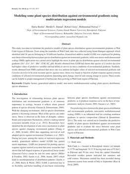 Modeling Some Plant Species Distribution Against Environmental Gradients Using Multivariate Regression Models