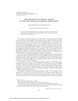 Free Products of Abelian Groups in the Unit Group of Integral Group Rings