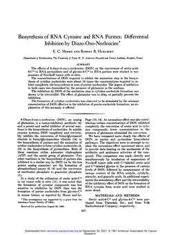 Biosynthesis of RNA Cytosine and RNA Purines: Differential Inhibition by Diazo-Oxo-Norleucine*