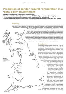 Prediction of Conifer Natural Regeneration in A