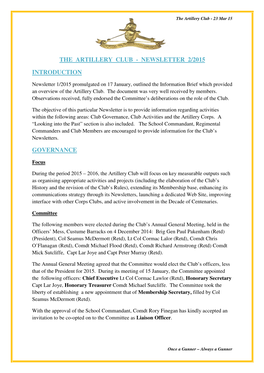 Newsletter 2/2015 Introduction Governance