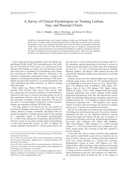 A Survey of Clinical Psychologists on Treating Lesbian, Gay, and Bisexual Clients