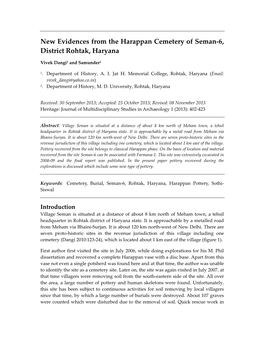 New Evidences from the Harappan Cemetery of Seman6,District