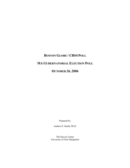 MA Gubernatorial Election Survey 10/29/2006