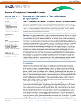 Structural and Tidal Models of Titan and Inferences on Cryovolcanism