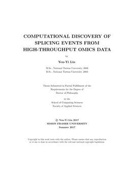 Computational Discovery of Splicing Events from High-Throughput Omics Data