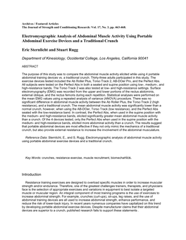 Electromyographic Analysis of Abdominal Muscle Activity Using Portable Abdominal Exercise Devices and a Traditional Crunch