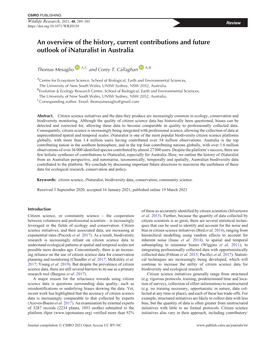 An Overview of the History, Current Contributions and Future Outlook of Inaturalist in Australia