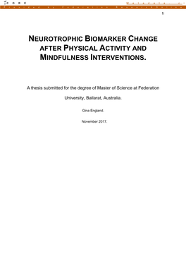 Neurotrophic Biomarker Change After Physical Activity and Mindfulness Interventions