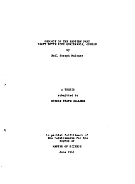 Geology of the Eastern Part Beaty Butte Four Quadrangle, Oregon