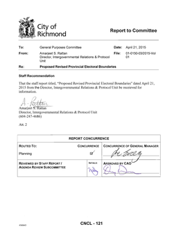 Proposed Revised Provincial Electoral Boundaries