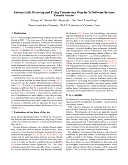 Automatically Detecting and Fixing Concurrency Bugs in Go Software Systems Extended Abstract