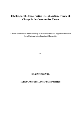 Challenging the Conservative Exceptionalism: Theme of Change in the Conservative Canon