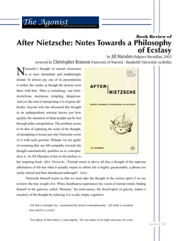 After Nietzsche: Notes Towards a Philosophy of Ecstasy