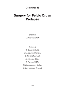 Surgery for Pelvic Organ Prolapse